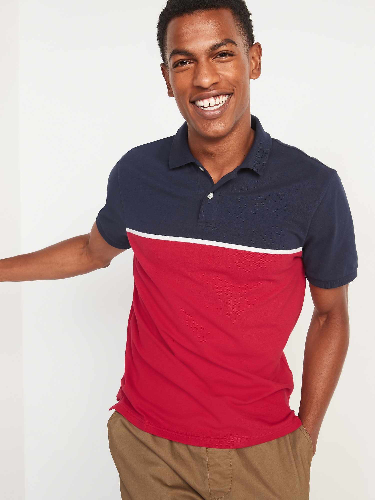 Colourblock Polo T-Shirt with Brand Print