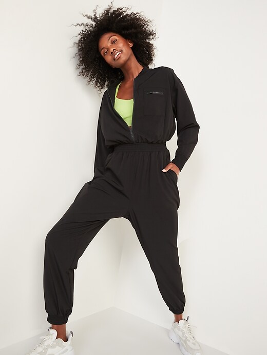 Image number 5 showing, StretchTech Cropped Zip Bomber Jumpsuit for Women