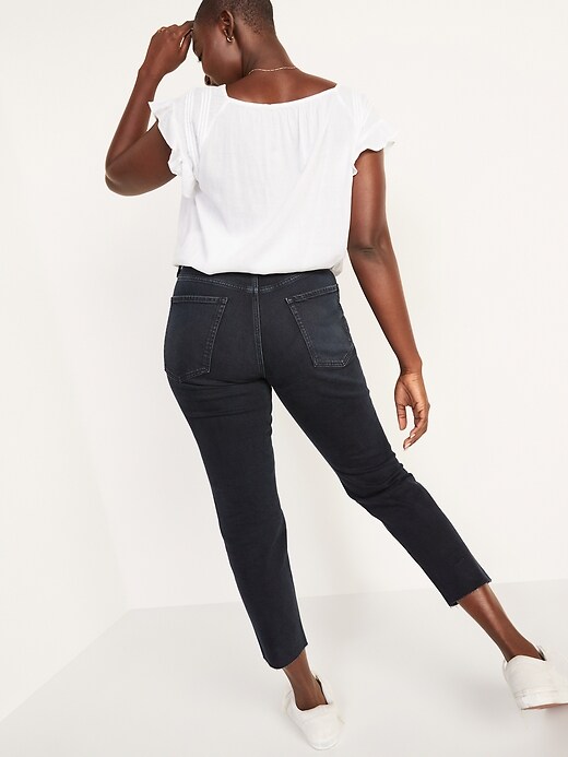 Image number 2 showing, High-Waisted O.G. Straight Button-Fly Cut-Off Jeans for Women