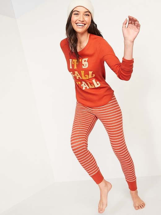 Image number 5 showing, Matching Thanksgiving Graphic Pajama Set for Women
