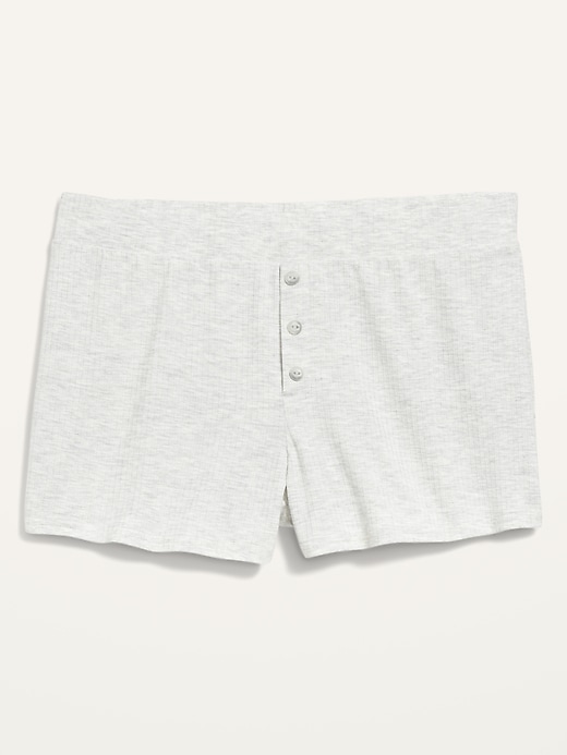 View large product image 1 of 3. High-Waisted Sunday Sleep Rib-Knit Boxer Shorts -- 2-inch inseam