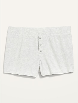 High-Waisted Sunday Sleep Rib-Knit Boxer Shorts -- 2-inch inseam