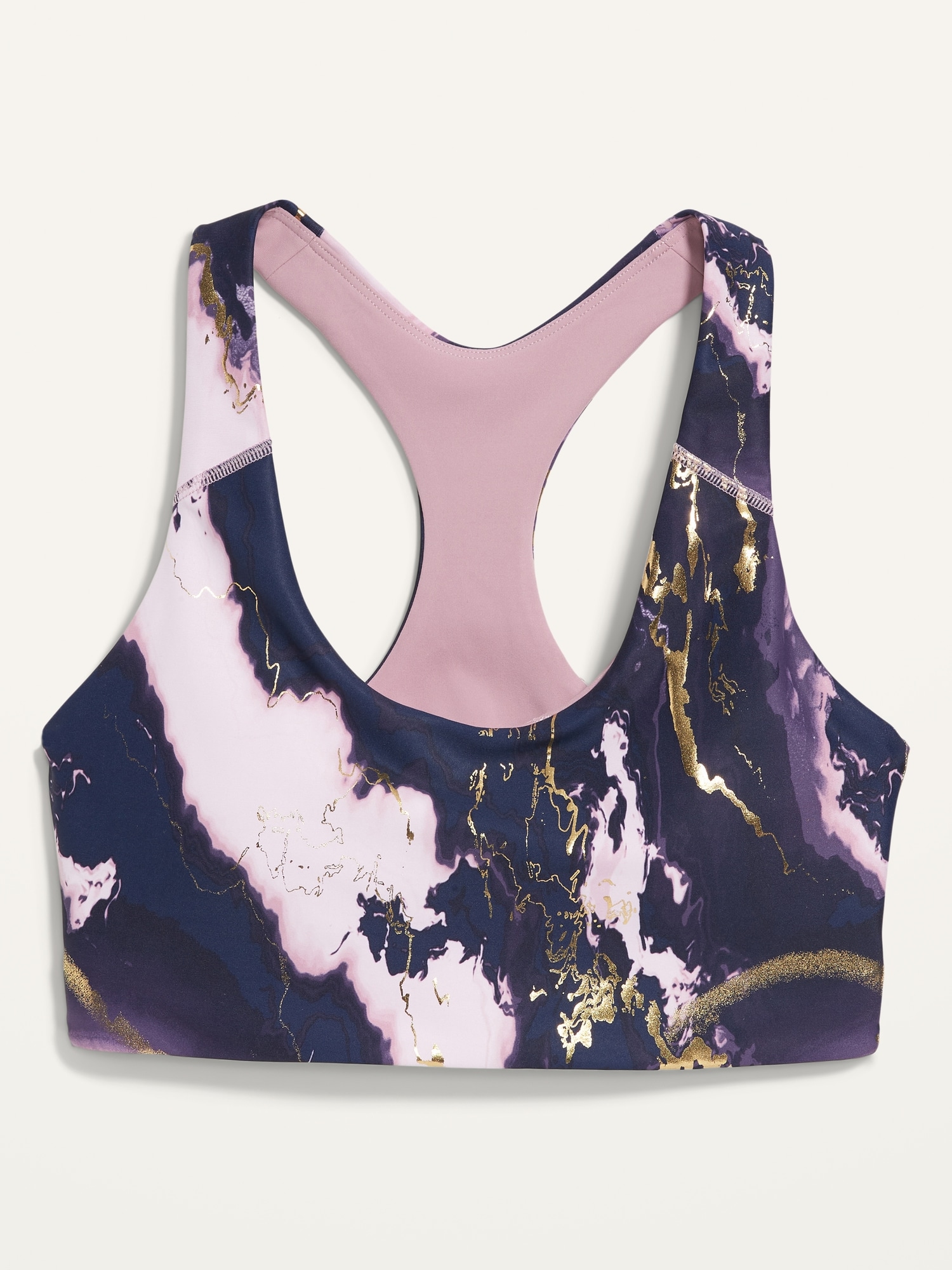 Blue Marble Sports Bra, Abstract Marble Print Women's Padded Gym Bra- Made  in USA/ EU
