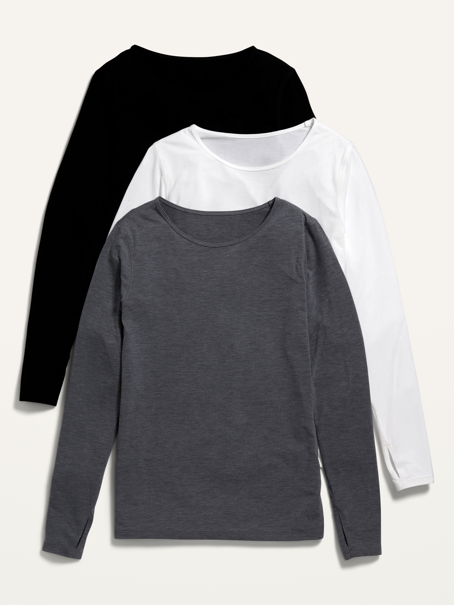 UltraLite Long-Sleeve Boat-Neck T-Shirt 3-Pack for Women