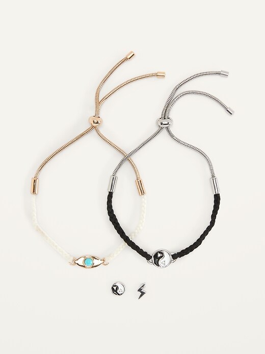 View large product image 1 of 1. Yin/Yang Bracelets & Stud Earrings 4-Piece Set For Women