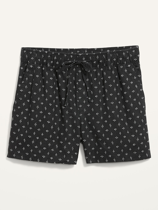 Image number 3 showing, High-Waisted Printed Linen-Blend Shorts -- 4-inch inseam