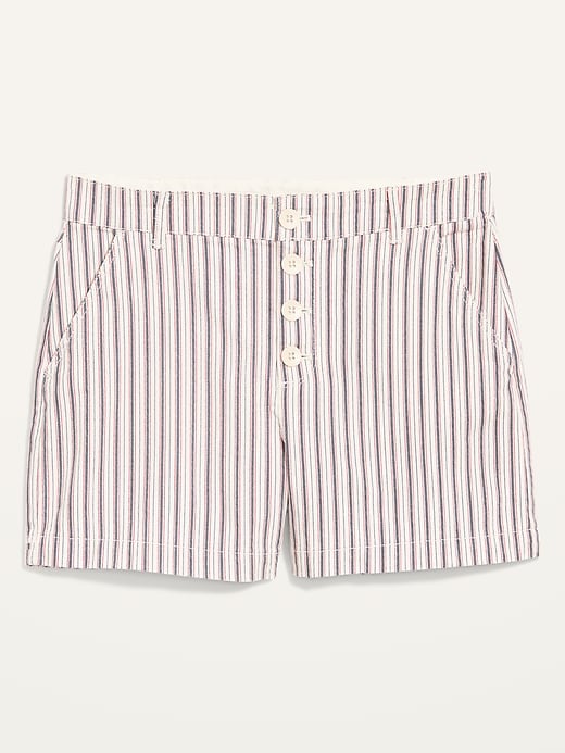 View large product image 1 of 3. High-Waisted Button-Fly Herringbone Shorts for Women -- 4-inch inseam