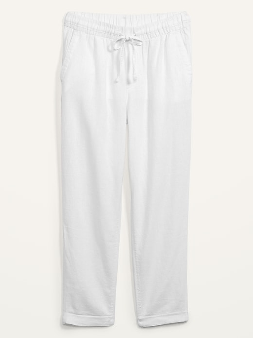 Image number 4 showing, High-Waisted Linen-Blend Straight Cropped Pants for Women