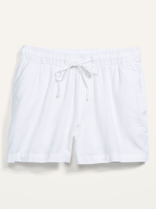 Image number 4 showing, High-Waisted Linen-Blend Shorts for Women -- 4-inch inseam 