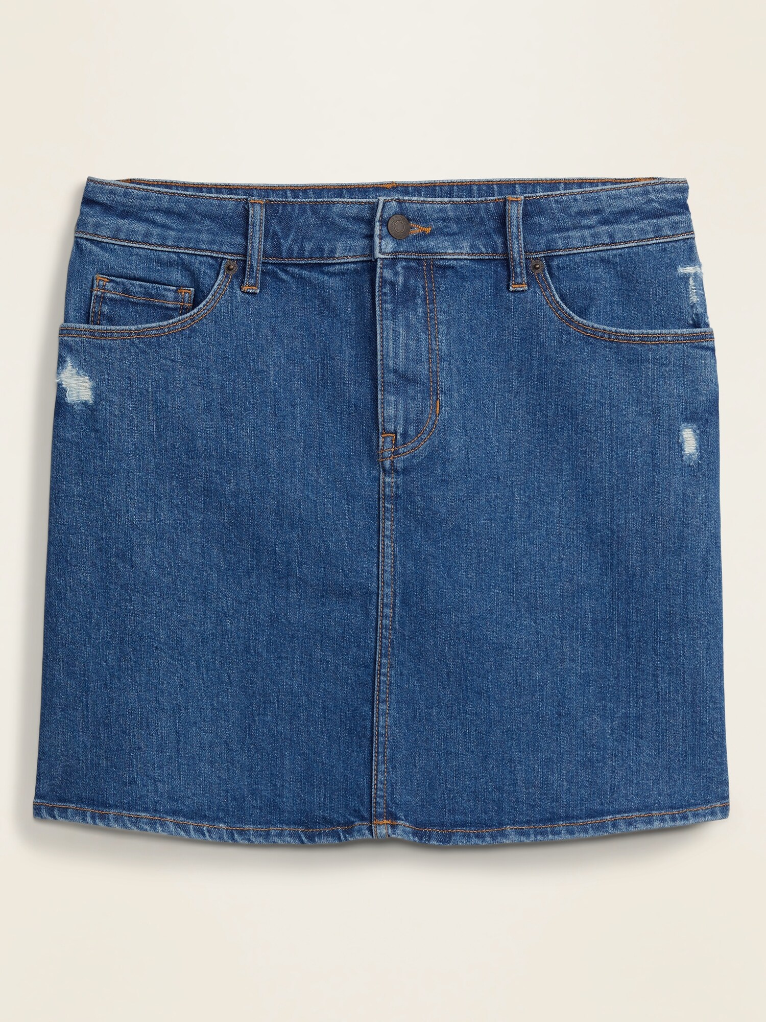 High-Waisted Distressed Jean Skirt for Women