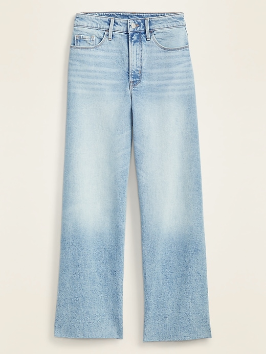 Image number 1 showing, Extra High-Waisted Wide-Leg Raw-Hem Jeans for Women