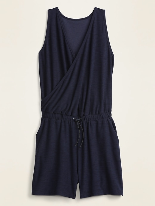 View large product image 1 of 3. Breathe ON Cross-Front V-Neck Romper -- 3.5-inch inseam