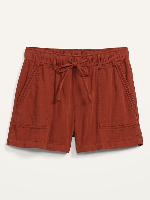 Image number 4 showing, High-Waisted Textured Twill Shorts for Women -- 4-inch inseam