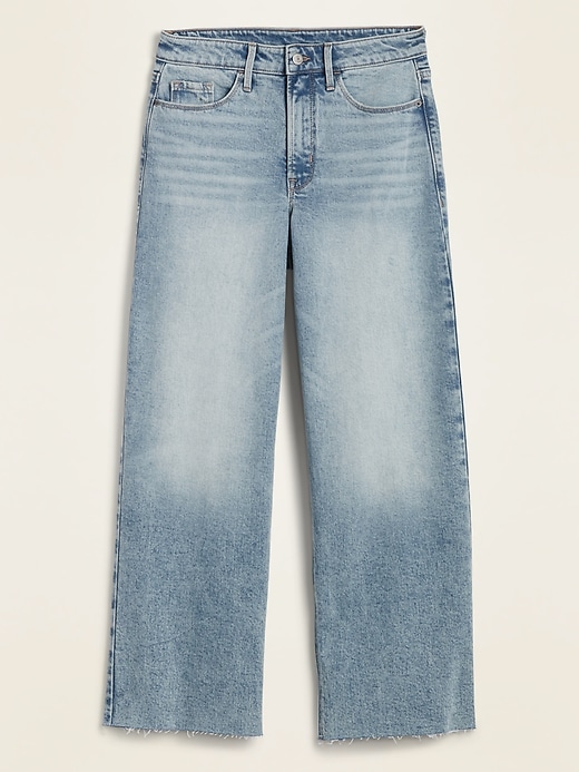 Image number 4 showing, Extra High-Waisted Wide-Leg Raw-Hem Jeans for Women