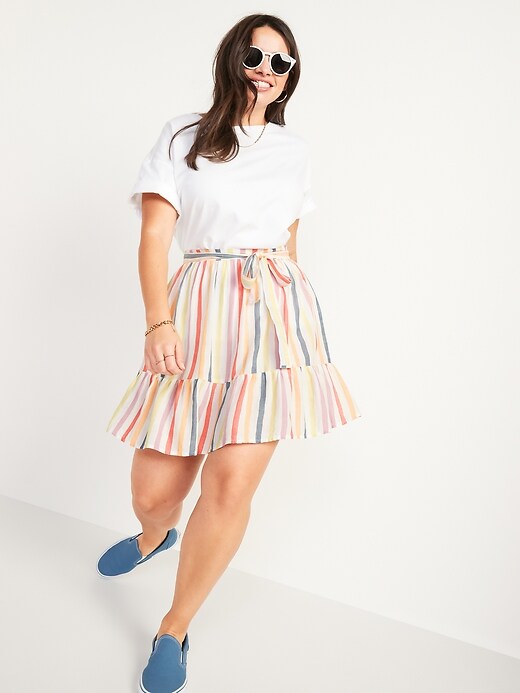 Image number 3 showing, High-Waisted Tiered Striped Mini Swing Skirt for Women