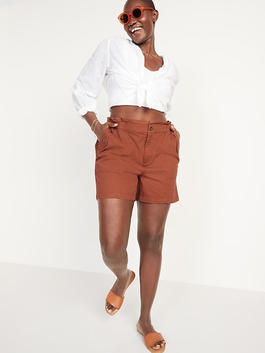 Image number 3 showing, High-Waisted Twill Utility Shorts for Women -- 4.5-inch inseam