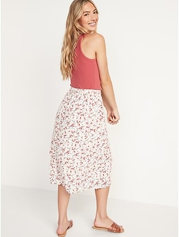 Floral-Print Midi Skirt for Women