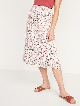 Floral-Print Midi Skirt for Women