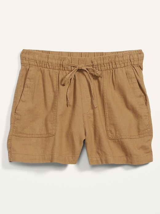 Image number 4 showing, High-Waisted Linen-Blend Utility Shorts -- 4-inch inseam