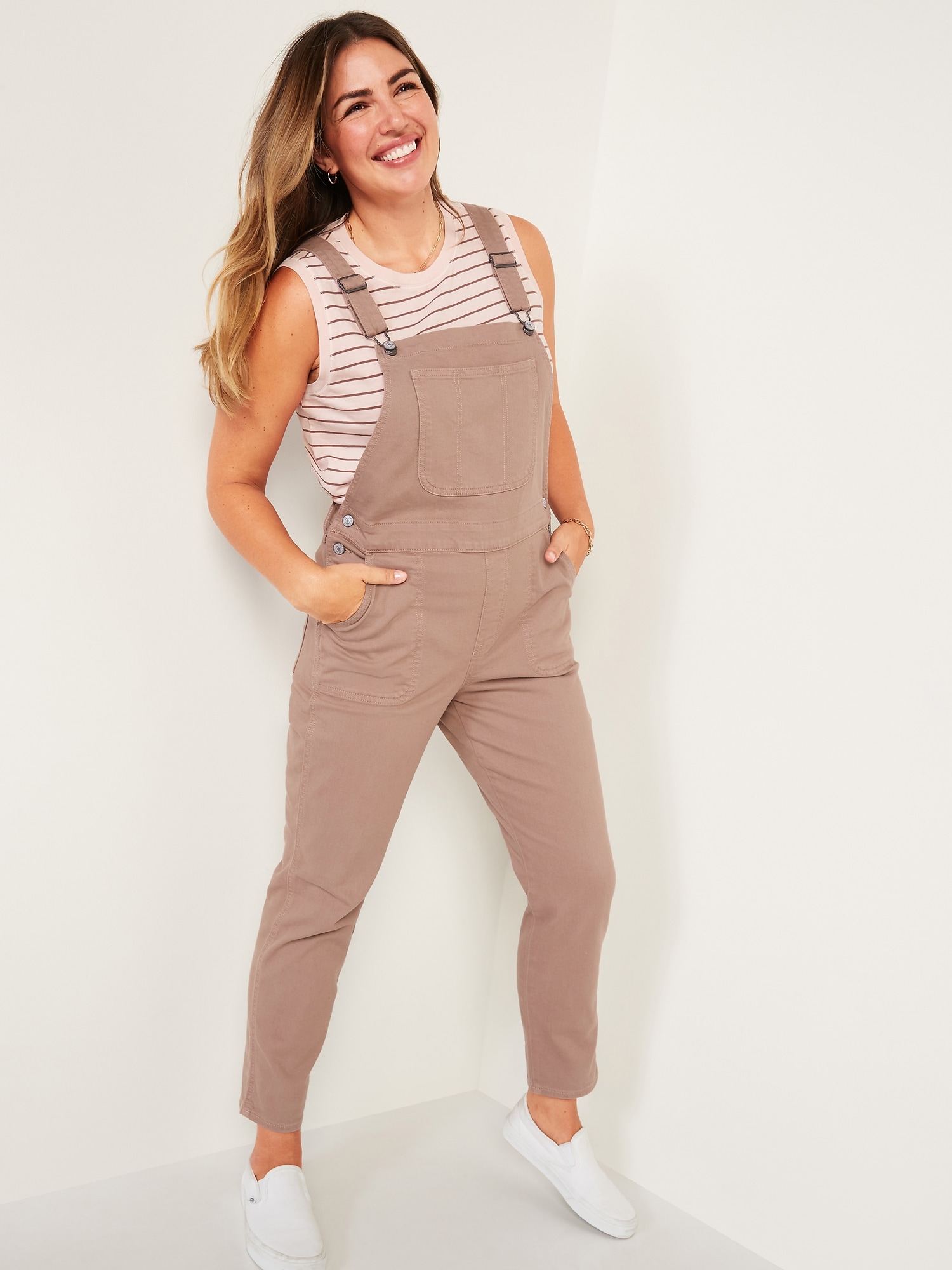 O.G. Straight Pop-Color Jean Overalls for Women