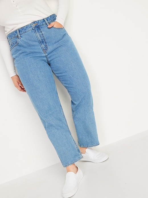 Image number 1 showing, High-Waisted Slouchy Straight Cropped Jeans for Women