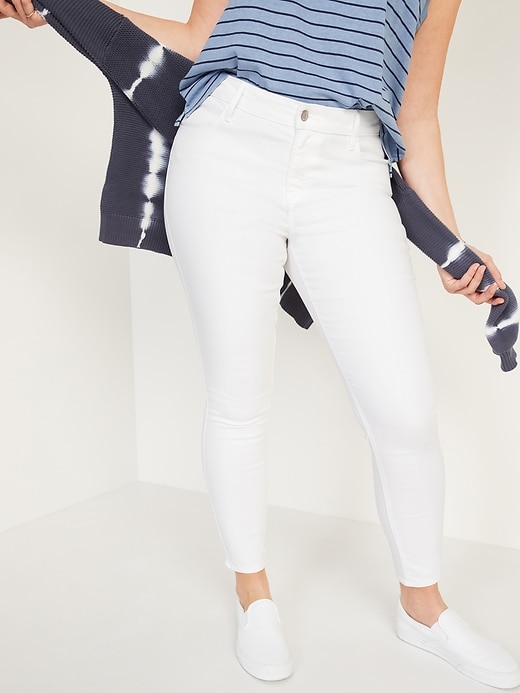 Image number 1 showing, Mid-Rise Super Skinny White Jeans