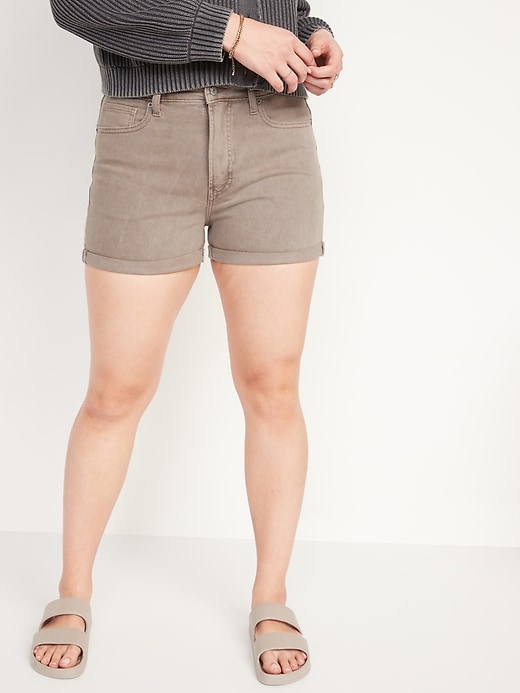 Image number 1 showing, High-Waisted O.G. Straight Mineral-Dye Jean Shorts for Women -- 3-inch inseam