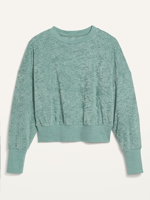 Image number 4 showing, Loose Cropped Long-Sleeve Performance Slub-Knit Terry Sweatshirt