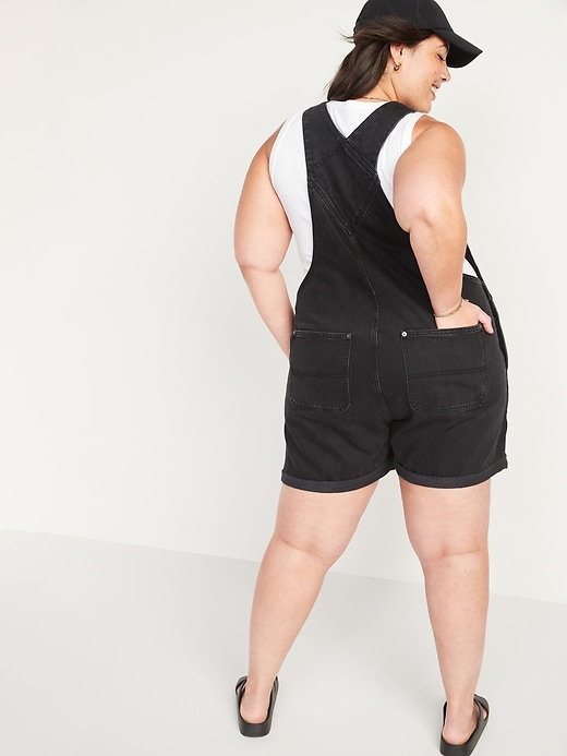 Image number 8 showing, Slouchy Workwear Black Jean Short Overalls for Women -- 3.5-inch inseam