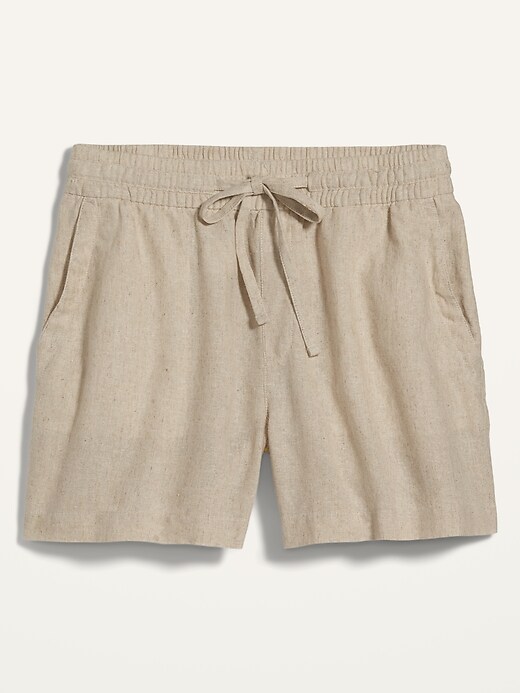 Image number 4 showing, High-Waisted Linen-Blend Shorts -- 4-inch inseam