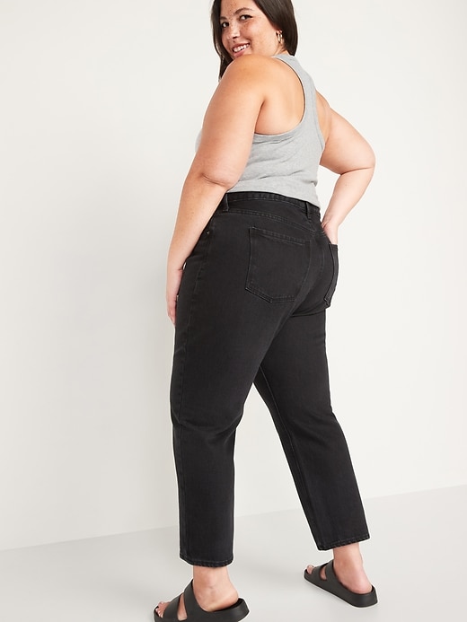 Image number 8 showing, High-Waisted Slouchy Straight Cropped Black Jeans for Women