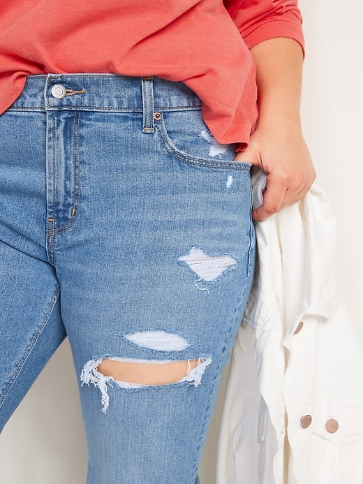 Image number 3 showing, Mid-Rise Boyfriend Straight Ripped Jeans for Women