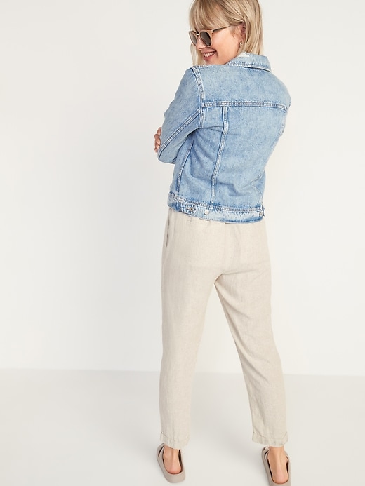 Image number 6 showing, High-Waisted Straight Cropped Linen-Blend Pants for Women