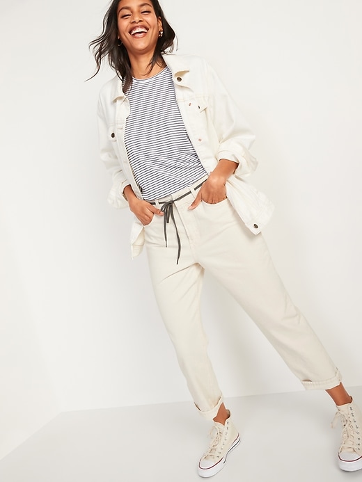 Image number 3 showing, High-Waisted Slouchy Straight Cropped Workwear Jeans