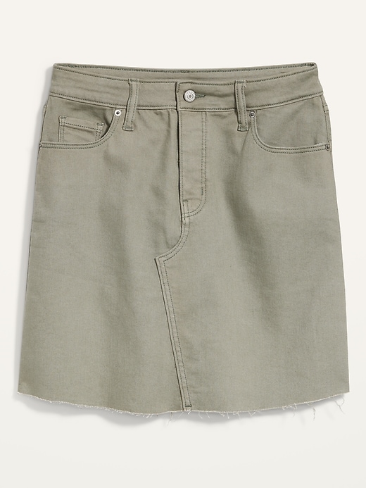 Image number 4 showing, High-Waisted Button-Fly Cut-Off Jean Skirt for Women