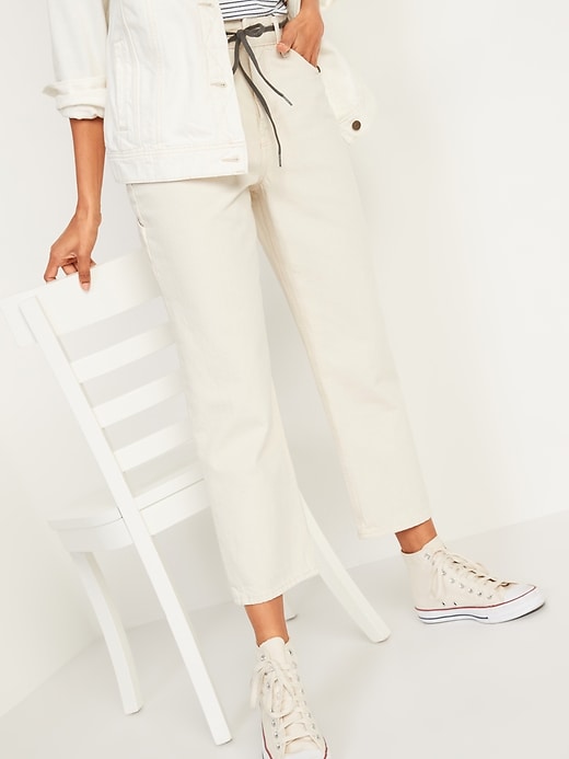 Image number 5 showing, High-Waisted Slouchy Straight Cropped Workwear Jeans