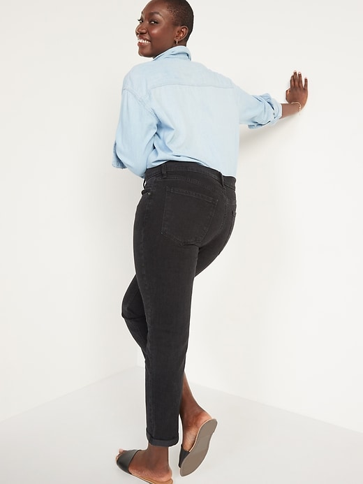 Image number 2 showing, Mid-Rise Boyfriend Straight Black Jeans for Women