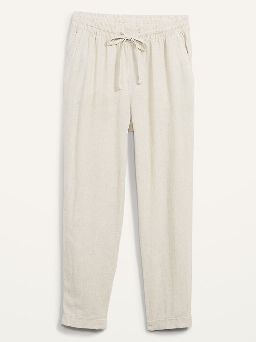 Image number 4 showing, High-Waisted Straight Cropped Linen-Blend Pants for Women