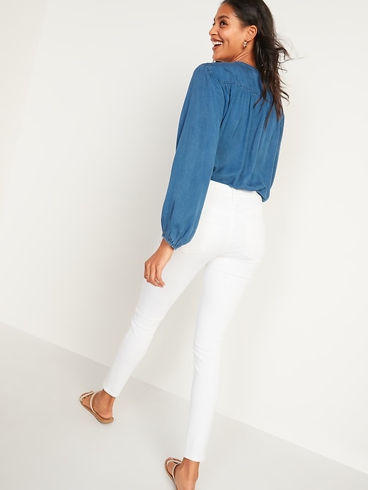 Image number 6 showing, High-Waisted Rockstar Super Skinny White Jeans for Women