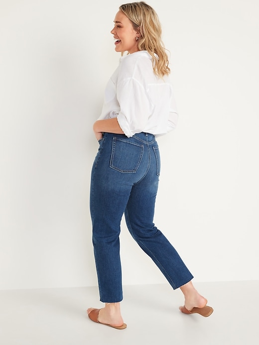 Image number 2 showing, Extra High-Waisted Sky Hi Straight Button-Fly Cut-Off Jeans for Women