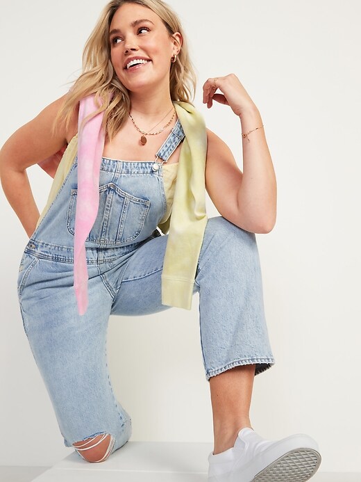 Image number 3 showing, Slouchy Straight Ripped Workwear Jean Overalls