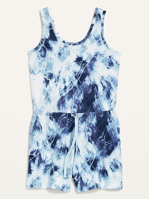Image number 4 showing, Waist-Defined Sleeveless Tie-Dye French-Terry Romper for Women -- 4-inch inseam