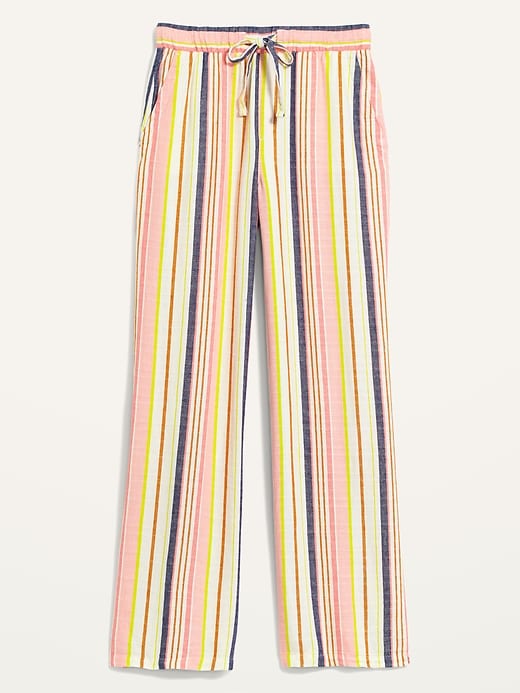 High-Waisted Dobby-Stripe Linen-Blend Wide-Leg Pants for Women | Old Navy
