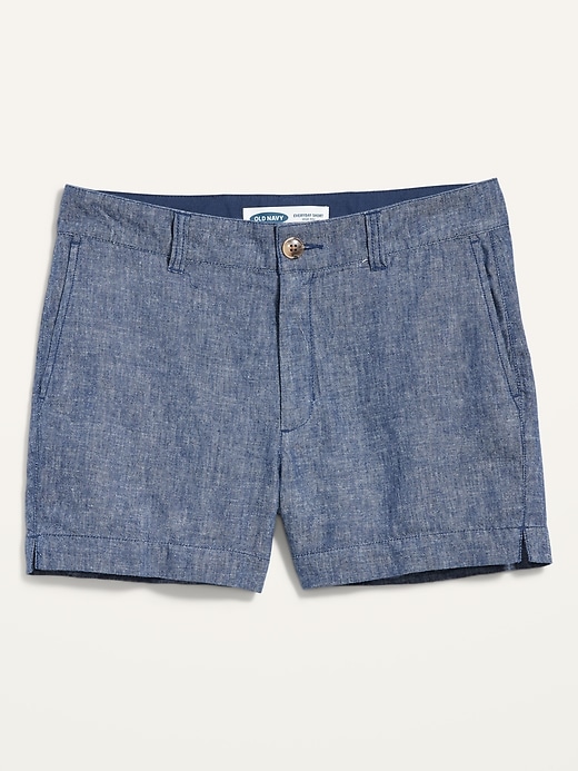 Image number 4 showing, High-Waisted Chambray Linen-Blend Everyday Shorts for Women -- 3.5-inch inseam