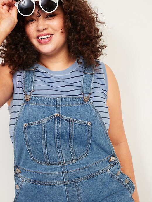 Image number 3 showing, Slouchy Straight Medium-Wash Workwear Jean Overalls