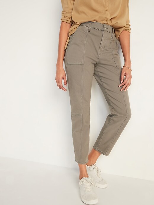 Image number 5 showing, Extra High-Waisted Sky-Hi Straight Pop-Color Utility Jeans for Women