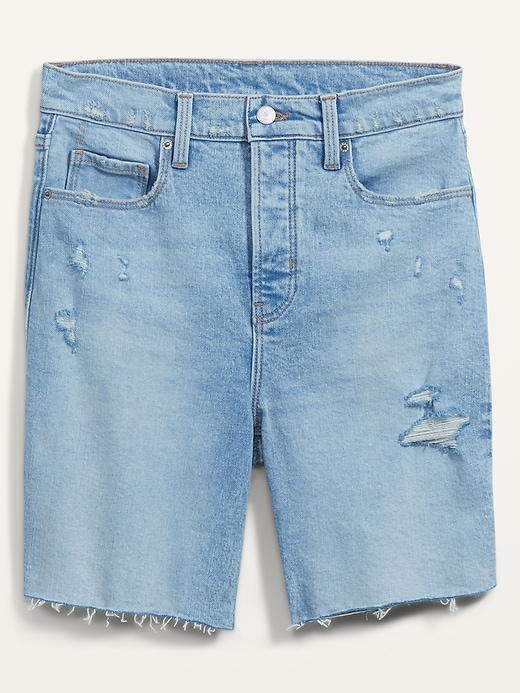 Image number 4 showing, Extra High-Waisted Sky Hi Straight Button-Fly Cut-Off Jean Shorts for Women -- 7-inch inseam