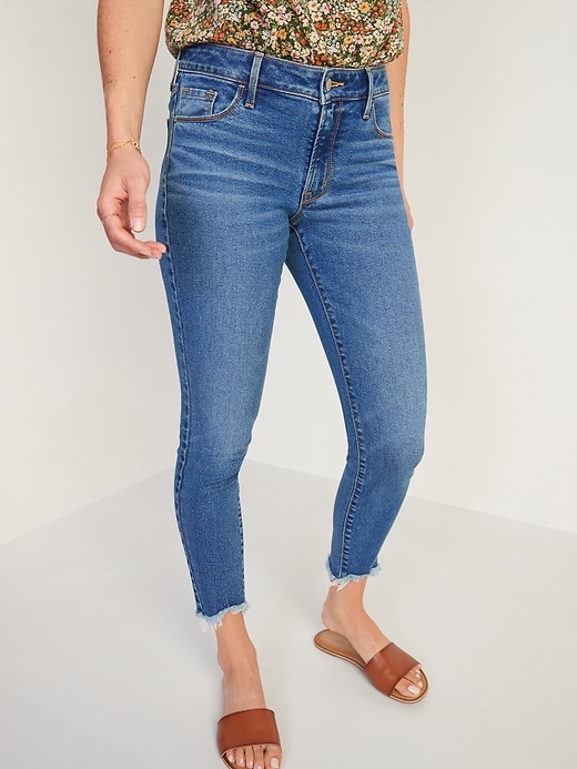 Image number 5 showing, Mid-Rise Rockstar Super Skinny Cut-Off Ankle Jeans for Women