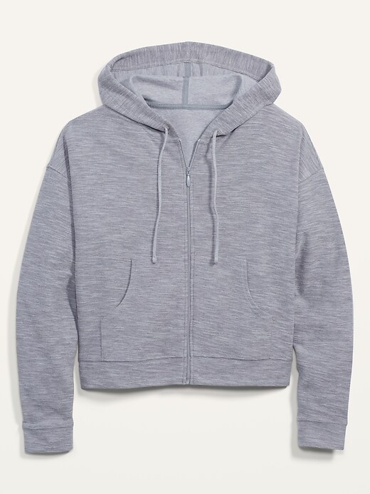View large product image 2 of 3. Lightweight Textured Full-Zip Hoodie for Women