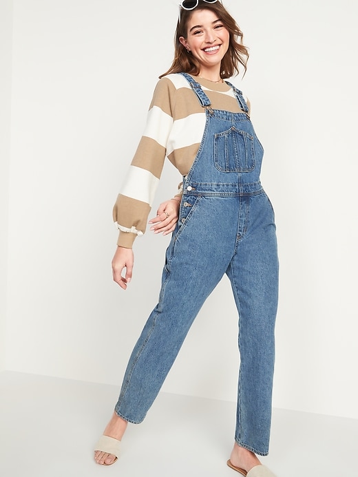 Image number 5 showing, Slouchy Straight Medium-Wash Workwear Jean Overalls